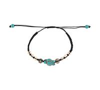 [Psdndeww] Natural Sea Turtle Stretch Bracelet Elastic Turquoise Stone Elastic Bracelet Lucky Accessory for Men Women