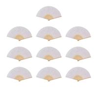 Psdndeww Pack of 10 White Folding Fans Chinese Vintage Style Bamboo Ribs Blank Paper Hand Fan Painting Fan Wedding Party Decoration