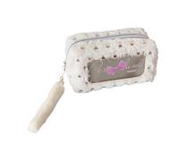 Psdndeww Pencil Bowknot-Adorned Large Capacity Case with Soft Fabric & Smooth Zippers for Students & Professionals Stationery Storage
