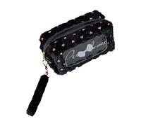 Psdndeww Pencil Bowknot-Adorned Large Capacity Case with Soft Fabric & Smooth Zippers for Students & Professionals Stationery Storage