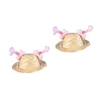 Psdndeww Pet Straw Hat for Small Cats Dogs Carnivals Party Sombrero Hat Festival Hat 2PCS Lovely Tiny Hat Headwear Hat