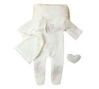 Psdndeww Photography Props For Baby Unisex Footed Jumpsuit Long Tail Hat Photo Newborn Knitted Costume Photo Posing Pillow Boy Girl Outfits Lovely Boy Hat Pant Girl