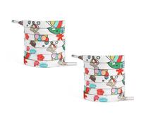 [Psdndeww] Polyester Flat Shoes 100cm Cartoon Pattern Anti-Slip Design Colorful Shoelaces for Casual Sports, white, L~XL A