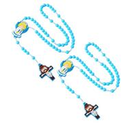 [Psdndeww] Prayer Beads Set for Two Children Catholic Rosary Necklace Angel Medal Cross Pendant Religious Learning Accessories Religious Jewelry for Children, Free Size