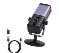 Psdndeww Professional PC Microphone Real Time Heart Shaped Pickup Pattern Adjustable Lights for Gaming Live Streaming Color Gaming Microphone with Noise Cancellation