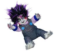 Psdndeww Scary Doll Figure With Illuminated Face And Frightening Sound Effect Scary Sitting Doll Sound Activated