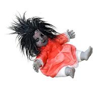 Psdndeww Scary Doll Figure With Illuminated Face And Frightening Sound Effect Scary Sitting Doll Sound Activated