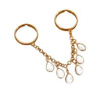 [Psdndeww] Simple Adjustable Opening Ring Alloy Statement Wearing Unique Geometric Fringe Alloy Texture Suitable for Wedding or Party