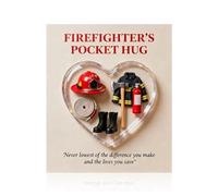 Psdndeww Size Heart Shape Charm with Affirmation Cards for Firefighters Anniversary Birthday Valentines Holiday Gifting Acrylic Love Pocket Hug Firefighter Respect Gifts