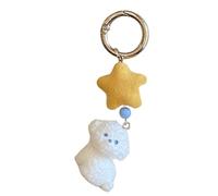 Psdndeww Soft Cartoon Keyring Unique Star Dog Hainging Ornament Bear Key Holder for Friends, Family and Lovers