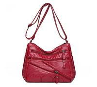 [Psdndeww] Soft PU Leather Luxury Wallet and Handbag Multi-Pocket Crossbody Shoulder Bag, red