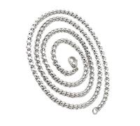 [Psdndeww] Square Pearl Hip Hop Necklace for Men Stainless Steel Chain Jewelry Sleek Sturdy Design for Style Lovers, Sturdy Steel Mens Jewelry, フリーサイズ