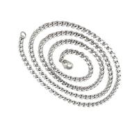 [Psdndeww] Square Pearl Hip Hop Necklace for Men Stainless Steel Chain Jewelry Sleek Sturdy Design for Style Lovers, Sturdy Steel Mens Jewelry, フリーサイズ