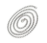 [Psdndeww] Square Pearl Hip Hop Necklace for Men Stainless Steel Chain Jewelry Sleek Sturdy Design for Style Lovers, Sturdy Steel Mens Jewelry, フリーサイズ