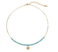 [Psdndeww] Sun Pendant 18k Gold Plated Stainless Steel Design Casual Wear Elegant Pearl Chain Chain Necklace Featuring Stylish Clothes