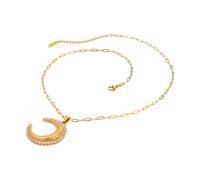 [Psdndeww] Sun Pendant 18k Gold Plated Stainless Steel Design Casual Wear Elegant Pearl Chain Chain Necklace Featuring Stylish Clothes