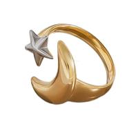 [Psdndeww] The solid stainless steel moon and star ring provides comfort and all-ergi resistance features