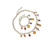 Psdndeww Trendy Fruit Bracelet and Necklace Set Stainless Steel Texture Suitable for Fashion Lovers Various Occasions Wear Adjustable Fruit Themes Jewellers