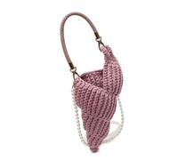 [Psdndeww] Trendy Shoulder Seashell Fashion Crossbody Hand Woven Commuter Women Shoulder Hand Woven Crossbody Pearl Strap Fashion Handbag with Pearl Strap, a, One size