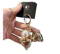 Psdndeww Unique Multi-Purpose Cities Keychain Contemporary Grey Beads Heart Key Ring Stylish Bowknot Pendant Keyring Charm