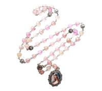 Psdndeww Vintage Necklace with Hollowed Roses, Heart Beads and Prayer Rosary with Glass Pendant that Gives Any Outfit A Touch of Romance