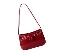 [Psdndeww] Women Commuter Bag Fashion Underarm Shopping Trendy Handbag Solid Color Shoulder Simple Underarm Women Simple Underarm Handbag Solid Color Shoulder PU Leather Underarm, red