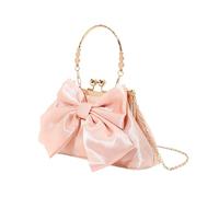 [Psdndeww] Women Evening Bag Bow Handbag Metal Kiss Lock Lock Bows Shoulder Bag Chain Strap for Cocktail Wedding Party