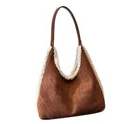 Psdndeww Women's Autumn Winter Shoulder Bag Large Capacity AM Bottom Bag Korean Style Arm Pit Bag Plush Purse, coffee color