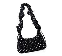 Psdndeww Women's Bag, Korean Style, Simple Crossbody Shoulder Cloud, Commuting to Work, Polka Dot, Pleated Messenger Female, Simple Crossbody Korean Style Cloud, Black
