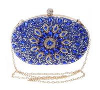 [Psdndeww] Women's Clutch Bag Purse Luxury Handbag Embroidery Evening Bag Bridal Shoulder Bag Wedding Handbag, blue