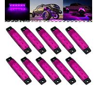 PSEQT 10Pcs LED Rock Strip Lights Car Exterior Underglow Wheel Fender Well Lighting Kits Waterproof for Golf Cart Wrangler Offroad Truck RV UTV ATV Snowmobile (Purple)