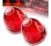 PSEQT 2Pcs Watermelon Lights Red, Steady/Strobe Dual Function LED Side Marker Clearance Tail Roof Light with Watermelon-Shape PC Lens & Chrome Bezel for Kenworth Peterbilt Freightliner Semi Truck