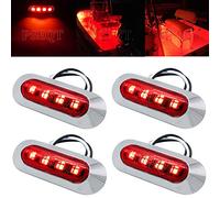 PSEQT 3.8'' Waterproof Boat Marine LED Lights Courtesy Interior Deck Light Navigation Transom Stern Cabin Lighting for Pontoon Fishing Boat Kayak Sailboat Bass Boats Vessel 12V 24V (Red 4Pcs)