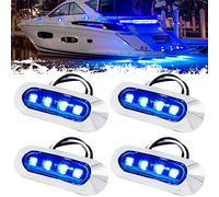 PSEQT 3.8'' Waterproof Boat Marine LED Lights Courtesy Interior Deck Light Navigation Transom Stern Cabin Lighting for Pontoon Fishing Boat Kayak Sailboat Bass Boat Vessel 12V 24V (Blue 4Pcs)