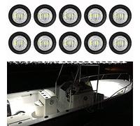 PSEQT 3 LED Round Boat Interior Deck Transom Courtesy Utility Light Marine Step Cockpit Lighting Waterproof for Fishing Pontoon Kayak Yacht Sailboat (White, 10Pcs)