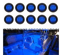 PSEQT 3 LED Round Boat Interior Deck Transom Courtesy Utility Light Marine Step Cockpit Lighting Waterproof for Fishing Pontoon Kayak Yacht Sailboat (Blue, 10Pcs)