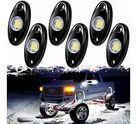 PSEQT 6 Pods White LED Rock Wheel Well Lights Underglow Light for Car Truck ATV UTV SUV Offroad Boat Underbody Neon Glow Trail Rig Lamp