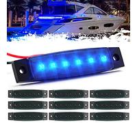 PSEQT LED Boat Navigation Lights Marine Interior Courtesy Light Strip Deck Transom Cockpit Lighting 3.8'' 6 LED 12V Waterproof Lamp w/Smoked Lens for Fishing Pontoon Kayak Yacht Sailboat (Blue 10Pcs)