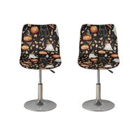 Psesaysky Bar Stool Covers with Backs Cushion Slipcover for Counter Set of 2 Halloween Spooky Pumpkin Black Cat Waterproof Height Mid Low Back Chair Protector Easy to Install