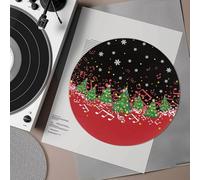 Psesaysky Christmas Tree Musical Notes Record Player Slip Mat Anti Static Turntable Platter Mat Record Label Recess Record Mat Help Reduce Noise Due to Static and Dust