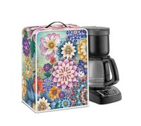Psesaysky Mandala Flowers Coffee Maker Cover, Waterproof, Dustproof, Multicolor, Cloth, S: 11'' W x 6.9'' D x 15.7'' H, M: 13.6'' W x 10.2'' D x 14'' H