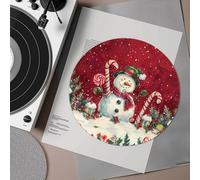 Psesaysky Snowman Record Player Mat for Anti Vibration Slip Mats for Turntables 12-inch Platter Slipmat Record Player Slipmat for Universal to All LP Vinyl Record Players Christmas Decor