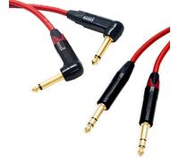 Pseudo Balanced Angled Mono Jack to TRS Jack Lead (PAIR) Van Damme Neutrik Cable (1.5m, Red)