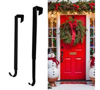 Pseutio Wreath Hanger for Front Door, Adjustable 15 to 25 Inches Wreath Hangers, 20 lbs Larger Door Upgrade Wreath Hanger, Christmas (Black)