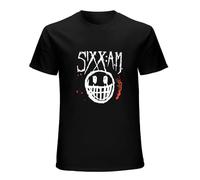 PSEZODIR Sixx A.M. Am Face Logo Tour T Shirt New Band Merch (Black L)