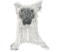 PSFDEWT Halloween Werewolf Mask Breathable Latex Wolf Mask Horror Scary with Shawl Furs Hair Halloween for, Carnival, Costume Party, Haunted House, GreyWerewolf