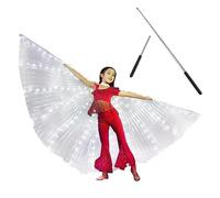 PSFDEWT Light Up 43.31 Inch Long LED Rainbow with Sticks Glowing Carnival Performance Belly Dance Costumes for Child No Battery White Rainbow