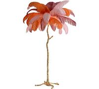 Psfghvz Natural Ostrich Feather Floor Lamp, Resin Feather Standing Lamp, Simple Modern Bedroom and Living Room Standing Lamp, Golden Lamp Body, Dimmable with E14 LED Bulb, 80cm