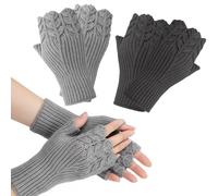 PSFXBM 2 Pairs Winter Fingerless Gloves, Thermal Wrist Warmers Knitted Gloves Women Soft and Comfortable Half Finger Thumb Hole for Women,Soft Knit for Office Work, Typing, Outdoor Activities