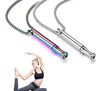 PSFXBM 2PCS Breathing Necklace with Anxiety Relief Whistle, for Meditation, Relaxation, and Exercise (Silver, Colored)